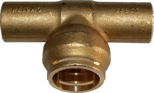 Messing-Drehdurchführung mit einem zentralen Bogen, zwei geraden Enden zur Verbindung, verwendet in hydraulischen Anwendungen, Hersteller Wolf.